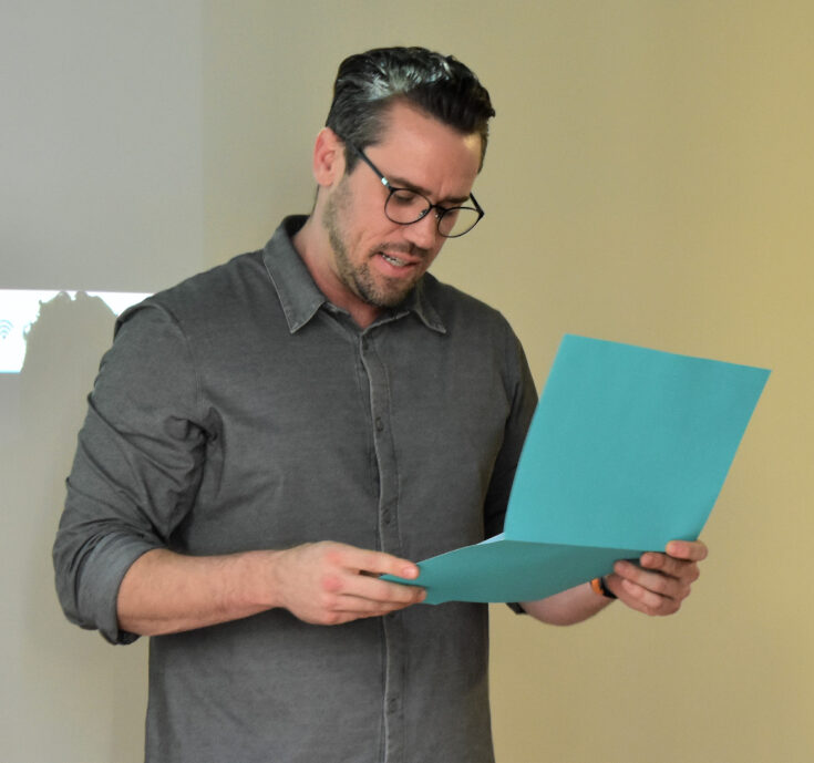 Ryan Holbrook gives a talk during the leadership summit in Mexico.